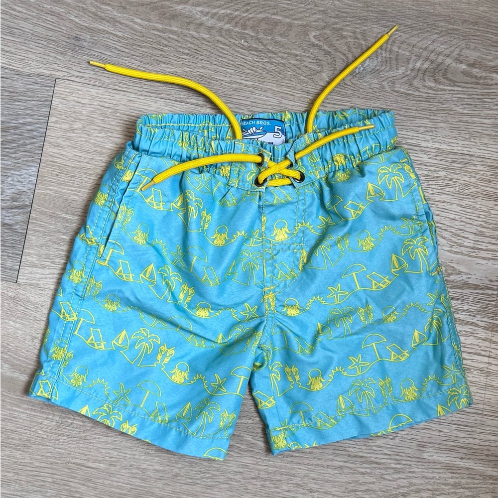 Beach Bros. Boys UPF 50+ Bathing Suit Swim Trunks Elastic Waist Size 5